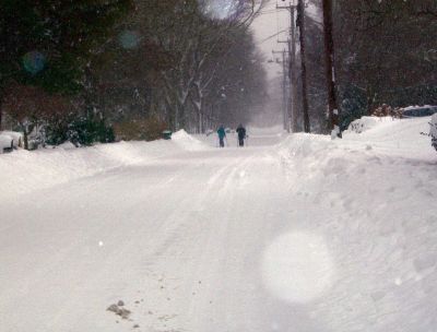 Winter Wonderland
Cross-country skiers took their chance to enjoy a quiet street in Mattapoisett during the December 20, 2009 noreaster that blanketed the region under almost 2 feet of snow. Photo by Jerry Plante.
