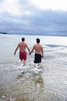 Christmas Day Swim
The Helping Hands and Hooves’ annual Christmas Day Swim was preceded by a polar plunge in the weather and a brief ‘snownado’ of sorts as the winds swept snow and sleet across the area only minutes before enthusiastic participants in costume arrived at the Mattapoisett Town Beach and raced into the icy waters. Photos by Glenn C. Silva
