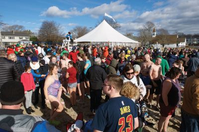 Making a Splash!
Making a Splash! Over 100 participants took the icy plunge into the frigid waters at Mattapoisett Town Beach on January 1 during the annual Freezin’ for a Reason Polar Plunge on New Year’s Day. Proceeds go to benefit the BAM Foundation, a local charity that fundraises to provide financial assistance to people who are facing cancer treatment. Photos by Colin Veitch
