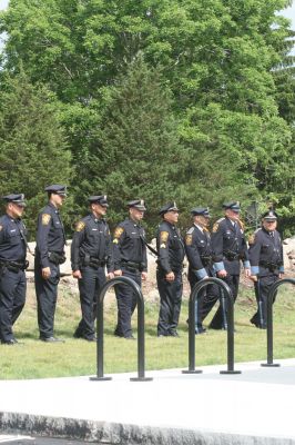 Police Dedication
The public was invited to a building dedication and ceremony for the new Marion police station on July 10, 2010. The town appropriated $3.8 million for the new building, which replaces the old police station on Spring Street. Among those in attendance were Police Chief Lincoln Miller, the Marion police department, the Board of Selectmen, Town Administrator Paul Dawson, Plymouth County Sheriff Joseph McDonald and members of the Police Station Building Committee. Photo by Anne OBrien-Kakley.
