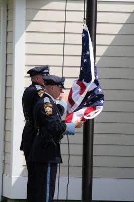 New Police Station
The public was invited to a building dedication and ceremony for the new Marion police station on July 10, 2010. The town appropriated $3.8 million for the new building, which replaces the old police station on Spring Street. Among those in attendance were Police Chief Lincoln Miller, the Marion police department, the Board of Selectmen, Town Administrator Paul Dawson, Plymouth County Sheriff Joseph McDonald and members of the Police Station Building Committee. Photo by Anne OBrien-Kakley. July 15, 2010
