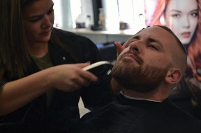 No Shave November
Time was up for five Rochester police officers participating in the department’s 2nd annual No Shave November who said farewell to their beards and goatees as cosmetology students at Old Colony treated the officers to a shave on December 1. Photos by Jean Perry
