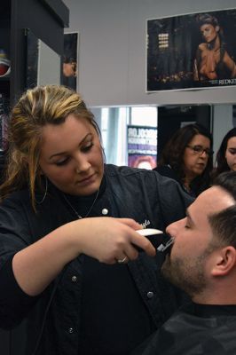 No Shave November
Time was up for five Rochester police officers participating in the department’s 2nd annual No Shave November who said farewell to their beards and goatees as cosmetology students at Old Colony treated the officers to a shave on December 1. Photos by Jean Perry
