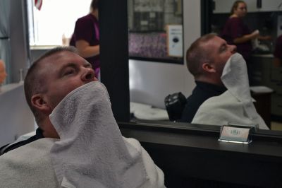 No Shave November
Time was up for five Rochester police officers participating in the department’s 2nd annual No Shave November who said farewell to their beards and goatees as cosmetology students at Old Colony treated the officers to a shave on December 1. Photos by Jean Perry
