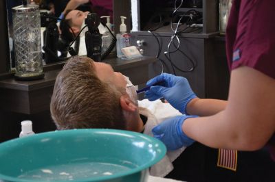 No Shave November
Time was up for five Rochester police officers participating in the department’s 2nd annual No Shave November who said farewell to their beards and goatees as cosmetology students at Old Colony treated the officers to a shave on December 1. Photos by Jean Perry
