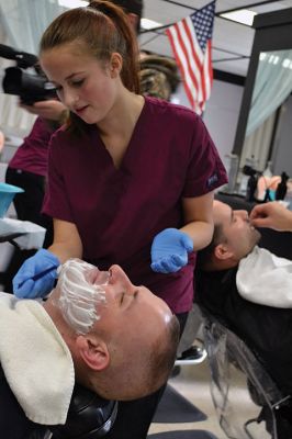 No Shave November
Time was up for five Rochester police officers participating in the department’s 2nd annual No Shave November who said farewell to their beards and goatees as cosmetology students at Old Colony treated the officers to a shave on December 1. Photos by Jean Perry
