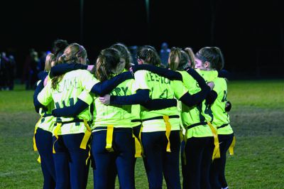 Powder Puff Football
ORR held its annual Powder Puff football game on Tuesday, November 20.    Girls from the junior and senior classes played full-field flag football under the lights in front of an excited crowd.  ORRHS Principal Mike Devoll (in shorts) and Athletic Director Bill Tilden acted as referees during the one-hour game.  Check out these photos from the game.  The juniors are in green and the seniors are in black.  Photos by Eric Tripoli. 
