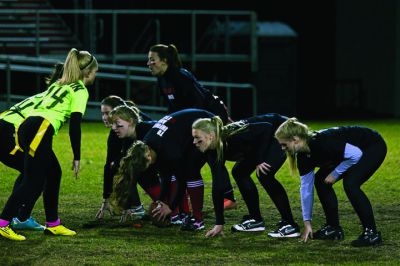 Powder Puff Football
ORR held its annual Powder Puff football game on Tuesday, November 20.    Girls from the junior and senior classes played full-field flag football under the lights in front of an excited crowd.  ORRHS Principal Mike Devoll (in shorts) and Athletic Director Bill Tilden acted as referees during the one-hour game.  Check out these photos from the game.  The juniors are in green and the seniors are in black.  Photos by Eric Tripoli. 
