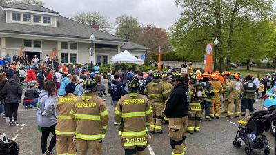 Rochester Fire Department
Members of the Rochester Fire Department participated in full gear for Saturday’s, 3-mile Team Hero's Walk held at Fort Taber in New Bedford. In the department’s 10th year walking, the participants raised $8,500, the largest amount raised to date as they symbolized the extra weight of living with Multiple Sclerosis. In 2014, Deputy Fire Chief and Highway Surveyor Jeff Eldridge was diagnosed with MS after experiencing the pain of trigeminal neuralgia, a condition he continues to battle while serving the Town
