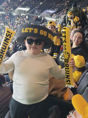 Rochester Memorial School
Over 40 Rochester Memorial School fifth- and sixth-grade chorus students sang the national anthem before the January 14 Providence Bruins game. Among those having a good time at the good ol’ hockey game are sixth-grader Hayden Silva, the Realini family, Grade 5 teacher Mike Forns and Music and Chorus teacher Susan Audette. Photos courtesy ORR District
