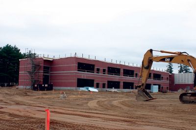 RMS Expansion
The Rochester Memorial School project has been progressing in leaps and bounds this summer. This photo show the buildings progress on August 16, 2010. The new addition is ready for final touches, and the old section of the building will undergo a renovation process over the next year during school vacations. The completed project has a projected finish date of September, 2011. Photo by Laura Pedulli.
