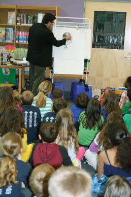 Kevin Hawkes at RMS
Award winning illustrator Kevin Hawkes visited Rochester Memorial School on May 4 - sharing his stories, inspiration and even offering live art demonstrations to eager groups of students. Photos by Laura Fedak Pedulli
