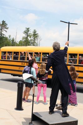 Last Day of School
June 19 was the last day of school at RMS, and the teachers and staff celebrated with their traditional student sendoff. Conductor Danni Kleiman led the teachers in song as the busses full of waving students looped around the parking lot before heading off toward summer break. Photos by Jean Perry
