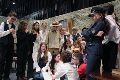 Sherlock Holmes at RMS
“The game is afoot” at Rochester Memorial School with its annual spring drama production! This year director Karen Della Cioppa has brought to the stage our favorite “the professor of facts,” Sherlock Holmes, and his assistant, Dr. John Watson, starring Ambrose Cole as Holmes and Nolan Bushnell as Watson. Watch as Holmes and Watson uncover another dark mystery in an adaptation of “Sherlock Holmes: Mystery at the Manor”, this Friday, May 3, at 7:00 pm in the RMS cafetorium. Photos by Jean Perry

