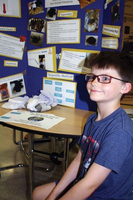 Rochester Memorial School Science Fair
Everyone was ‘sciencing’ at the Rochester Memorial School Science Fair the evening of Monday, June 6. Some unique experiments answered some provocative questions such as which type of gum flavor lasts longer: regular or sugarless? Can we slow down global warming with cow diapers? Can you bounce an egg? Photos by Jean Perry
