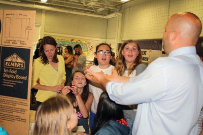 Rochester Memorial School Science Fair
Everyone was ‘sciencing’ at the Rochester Memorial School Science Fair the evening of Monday, June 6. Some unique experiments answered some provocative questions such as which type of gum flavor lasts longer: regular or sugarless? Can we slow down global warming with cow diapers? Can you bounce an egg? Photos by Jean Perry
