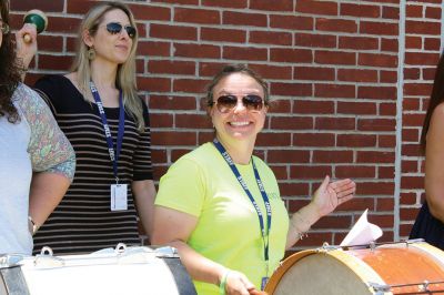 Fare Thee Well
Danni Kleimann led the school staff one last time on Wednesday, June 21, for the annual RMS student send-off. This year, the day marked Kleimann’s last day at RMS as she is retiring after 31 years. Kleimann is best known for directing the Shakespeare plays at RMS and for orchestrating the student send-off every summer. Kleimann passed her baton on to sixth grade teacher Tracy Forns to carry out the traditions. Photos by Jean Perry
