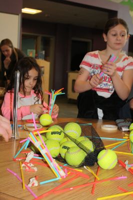 RMS STEAM Night
Rochester Memorial School hosted a STEAM night (Science, Technology, Engineering, Arts, Mathematics) on Thursday, March 30, in the RMS library. Students and parents enjoyed various hands-on stations featuring materials such as wooden sticks, clips, and plastic straws for engineering and building, as well as technology stations using “ozobots” to explore robotics. Photos by Jean Perry
