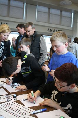 RMS STEAM Night
Rochester Memorial School hosted a STEAM night (Science, Technology, Engineering, Arts, Mathematics) on Thursday, March 30, in the RMS library. Students and parents enjoyed various hands-on stations featuring materials such as wooden sticks, clips, and plastic straws for engineering and building, as well as technology stations using “ozobots” to explore robotics. Photos by Jean Perry
