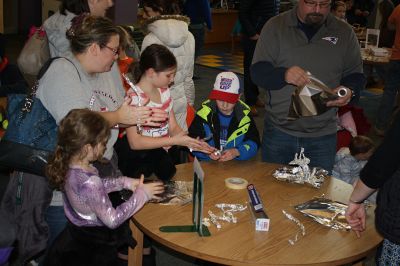 RMS STEAM Night
Rochester Memorial School hosted a STEAM night (Science, Technology, Engineering, Arts, Mathematics) on Thursday, March 30, in the RMS library. Students and parents enjoyed various hands-on stations featuring materials such as wooden sticks, clips, and plastic straws for engineering and building, as well as technology stations using “ozobots” to explore robotics. Photos by Jean Perry
