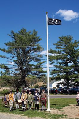 Revolutionary War Memorial
Rochester Historical Commission Chairperson Connie Eshbach and Tri-Town Veterans Service Officer Chris Gerrior were among speakers as the Town of Rochester dedicated a Revolutionary War memorial in front of Town Hall on May 7. Photos by Mick Colageo
