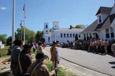 Revolutionary War Memorial
Rochester Historical Commission Chairperson Connie Eshbach and Tri-Town Veterans Service Officer Chris Gerrior were among speakers as the Town of Rochester dedicated a Revolutionary War memorial in front of Town Hall on May 7. Photos by Mick Colageo
