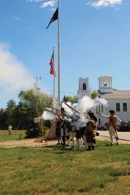 Revolutionary War Memorial
Rochester Historical Commission Chairperson Connie Eshbach and Tri-Town Veterans Service Officer Chris Gerrior were among speakers as the Town of Rochester dedicated a Revolutionary War memorial in front of Town Hall on May 7. Photos by Mick Colageo
