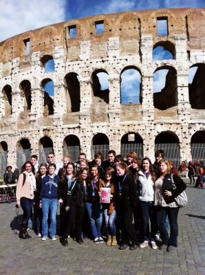 ORR Roams in Rome
Twenty-one ORRHS Latin students pose with a copy of The Wanderer outside the Colosseum in Rome, Italy as part of their February vacation field trip. Photo by Judith Prétat. March  1, 2012 dition
