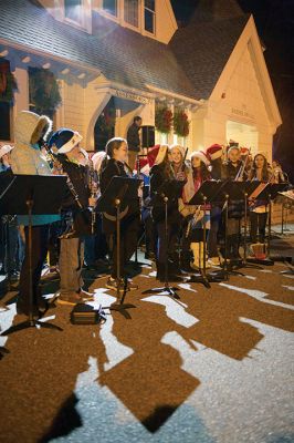 Rochester Christmas Tree Lighting
Rochester held its annual tree lighting on Monday night, December 7, in front of the Town Hall. Hundreds attended and greeted jolly old Saint Nick as he rode in on the town’s new yellow fire tower truck. RMS students in the band and chorus sang Christmas carols and guests enjoyed complimentary cider and cocoa inside Town Hall afterwards. Photos by Colin Veitch
