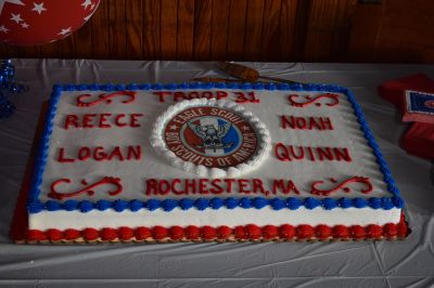 Rochester Eagle Scouts
August 25 saw the Eagle Court of Honor ceremony at Rochester Grange Hall for Boy Scout Troop 31. Noah, Quinn, Reece, and Logan are now Eagle Scouts following the event. Present were other scouts in the troop, current and former Eagle Scouts, families of the four boys, Representative to Massachusetts State House Mark Sylvia (D-10), and Troop 31 leadership. Photos by Sam Bishop
