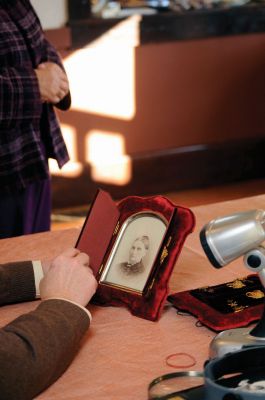 Antiques in Rochester
Ginny Decker brought a pair of Victorian era frames to be appraised at Rochester Woman's Club Antique and Collectible show. These frames contain photos of her grandparents Nathaniel and Betsy Barros. Betsy Barros was the cousin of Lavinia Warren Stratton, the wife of General Tom Thumb who was made famous by P.T. Barnum. The 115-year-old frames were appraised at $150 to $200 for the pair. Photo by Felix Perez.
