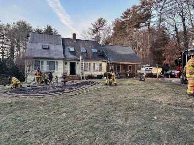 Rochester Fire
A Rochester family and its pets safely escaped without injuries from a house fire on Stuart Road shortly after midnight on February 2. The Rochester Fire Department was assisted by crews from Acushnet, Freetown, Marion and Mattapoisett. Photos courtesy of Rochester Fire Department
