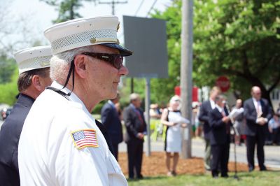 Rochester Memorial Day
Rochester fared far better with its Memorial Day celebration than Marion and Mattapoisett did with theirs on rainy Monday. Sunday, May 29, was a picture perfect day for a parade. At the Town Hall, the names of the fallen soldiers were read aloud and the Rochester Memorial School Band played patriotic songs before heading out for the parade. Photos by Colin Veitch
