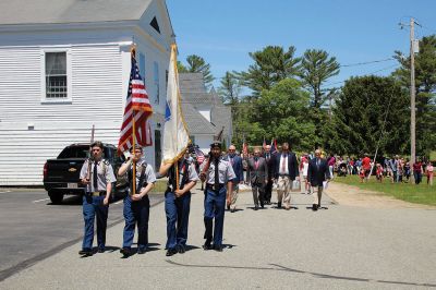 Rochester's Memorial Day
Rochester’s annual Memorial Day parade and procession lured scores of residents to the steps of Town Hall on Sunday to honor our fallen. Trent Crook of Boy Scout Troop 31 read the Gettysburg Address, and Madeline Dugas read the Governor’s Proclamation. Photos by Jean Perry
