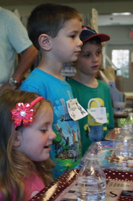 STEM Program
Children ages 3-6 from the Tri-Town area participated in a week-long STEM program hosted by Plumb Library in Rochester and sponsored by the Massachusetts Department of Early Education. The children used the four core elements of the program – science, technology, engineering, and math – to perform experiments. Photo by Marilou Newell
