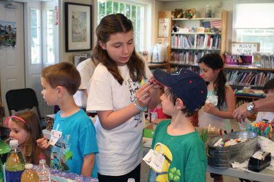 STEM Program
Children ages 3-6 from the Tri-Town area participated in a week-long STEM program hosted by Plumb Library in Rochester and sponsored by the Massachusetts Department of Early Education. The children used the four core elements of the program – science, technology, engineering, and math – to perform experiments. Photo by Marilou Newell
