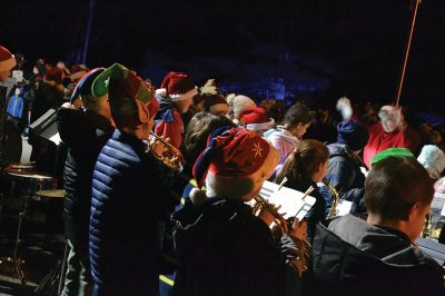 Oh, Christmas tree 
Ho! Ho! Ho! It’s the holiday season in Rochester now that the tree is lit followed by the arrival of jolly old Saint Nick via fire engine on December 4 to usher in the holiday season. The Rochester Memorial School band and chorus treated revelers to a festive performance, while Christmas poster winner Tessa Winslow had the honor of flipping the switch to light the holiday tree. Photos by Jean Perry
