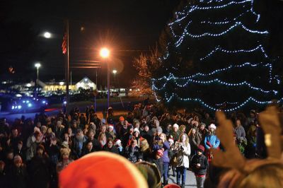 Oh, Christmas tree 
Ho! Ho! Ho! It’s the holiday season in Rochester now that the tree is lit followed by the arrival of jolly old Saint Nick via fire engine on December 4 to usher in the holiday season. The Rochester Memorial School band and chorus treated revelers to a festive performance, while Christmas poster winner Tessa Winslow had the honor of flipping the switch to light the holiday tree. Photos by Jean Perry
