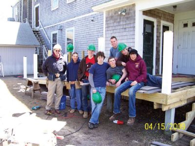 Town Hall Improvements
The students from Old Colony Vocational High School led by Mr. Stu Norton repair and reconstruct the handicap ramp at the Mattapoisett Town hall. The students will be back in September to complete the re-construction of the emergency staircase leading from the second floor to grade. The Town has saved appx. $20,000.00 in labor costs and has provided the students a great learning experience and given them a sense of pride that can't be beat. Hats off to the team and a sincere thanks from the Town's people, S
