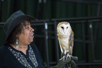 Raptors
Director of New England Raptor & Reptile Exhibits Marla Isaac introduced her feathered friends during the Mattapoisett Lands Trust’s annual meeting on Saturday, May 14. The audience got to meet a number of rescued owls, including Nanook the snowy owl, Rachel the barn owl, Athena the great-horned owl, and Babe the barred owl. Photos by Colin Veitch
