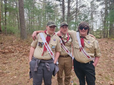 Troop 31
Troop 31 boy scouts Bryan Correia, Iain McManus and Cole Gretton have been accepted into the Order of the Arrow, a service fraternity, for their recent volunteerism in Kingston. Photo courtesy Kevin Gretton
