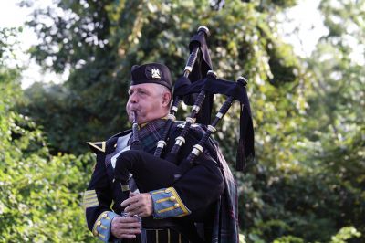 Firefighters Memorial 
Eight firefighters – four from Rochester – followed bagpiper Iain Massie to the Firefighters Memorial the morning of 8/24 to begin the inaugural four-day, 316-mile long Southern New England Brotherhood Ride, organized by Rochester Firefighter Andy Weigel. The ride was to remember 14 who lost their lives in the line of duty this past year. Photos by Jean Perry
