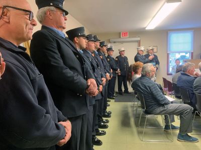 Rochester Fire Department
The Rochester Board of Selectmen made it official on May 6 when they signed the contract making Fire Chief Scott Weigel Rochester’s first ever full-time fire chief. Weigel was sworn in surrounded by family and firefighters in formal dress from Rochester and surrounding towns. Outside the party gathered for photos and left with celebratory sirens. Photos by Jean Perry
