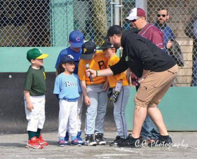 Opening Day 
April 28 was Opening Day in Rochester for the Old Rochester Little League. Retiring Police Chief Paul Magee tossed the first pitch on the (finally) spring Saturday morning. Photos by Colleen Hathaway.
