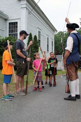 Rochester Historical Society
Malcolm Phinney, his wife Kathy and Claire Smith and her husband Howard “Howie” wore period costumes and shared oral histories of early American life during the Rochester Historical Society’s Fun Fair with A Flair held on June 22. Children learned how to load a musket, Boy Scouts Troop 31 demonstrated archery skills, visitors enjoyed live music and baked goods and those who ducked inside the 1857 East Rochester Church were treated to an amazing display of artifacts. Photos by Mick Colageo and courtesy Troop
