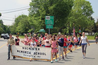 Rochester Memorial Day
The Town of Rochester held a Memorial Day procession on May 26 from Town Hall to Daggett Square, where the Select Board read the names of residents who served in the Civil War and foreign conflicts. The board also ordained Rochester as a Purple Heart Town. Boy Scout Troop 31 and the Rochester Memorial School Band participated. Project 351 student Sadie Hartley Matteson read The Gettysburg Address, Troop 31 member Zach Gagne read the governor’s proclamation and Representative William Straus addressed attende
