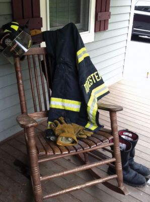 Bakery Fire
This reader submitted photo pays homage to the firefighters who responded to the July 28, 2011 blaze that destroyed the Rochester Bakery and Cafe at 28 Marion Road. Photo by Michael Amato.
