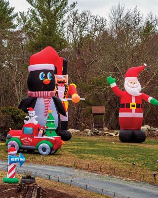 Festive Decorations
On the afternoon of December 16, the front yard of a Rochester home where Mattapoisett Road and Perry Hill Road meet did not need to wait for the snow or the sunset to dazzle with holiday pageantry. . Photo by Ryan Feeney - December 24, 2020 edition
