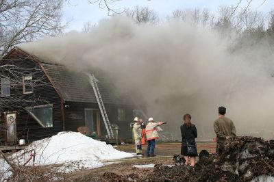 Rochester Fire
Just before 11:00 am on April 2, the Rochester Fire Department was called out to a structure fire on Vaughan Hill Road in Rochester, with initial responders calling for assistance from the Mattapoisett and Marion Fire Departments and a tanker from Rochester. The house was located on a farm about 1,000 feet from the road down a long dirt driveway, which created a problem for supplying water to the scene. 
