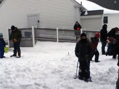 Snow Flash Snow Mob
There was a Flash Snow Mob at the Plumb Library on Saturday, February 7. Activities included new snowshoes, making a snow sculpture, and sledding. 
